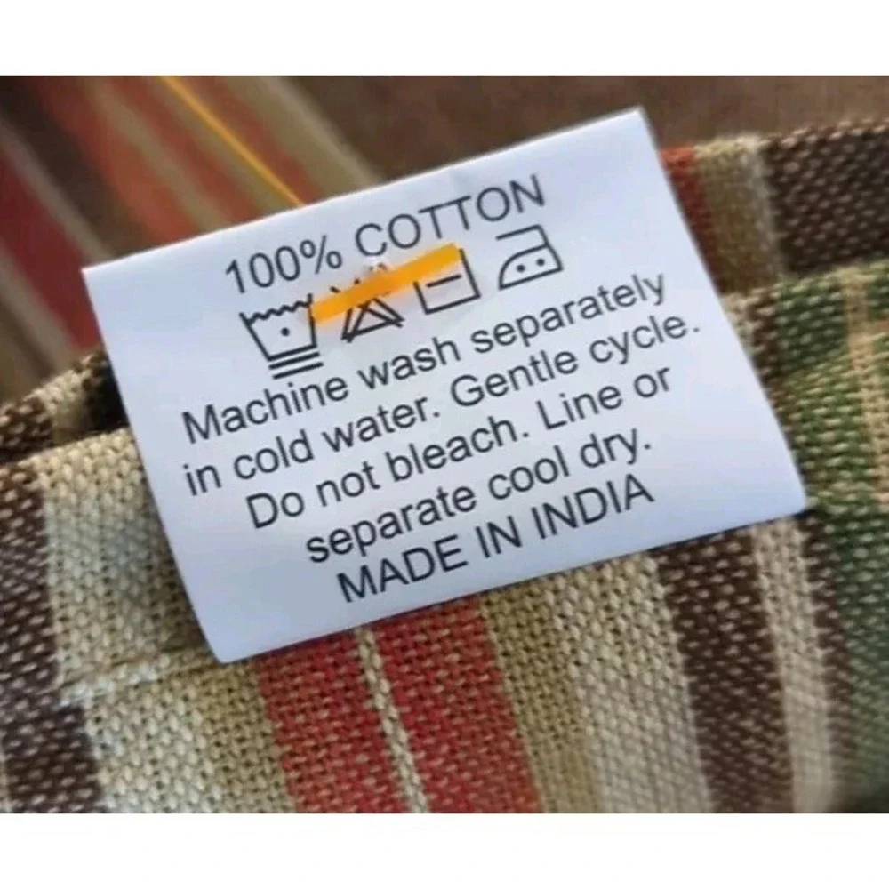 100% Cotton‎ Striped Handloom TABLECLOTH By Primitive Artisans Inc 60x60